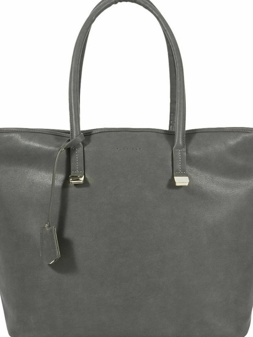Platinum Avenue Grey Leather Laptop Tote